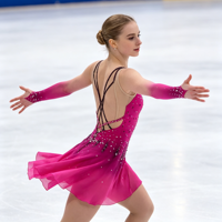 Robe de patinage artistique fuchsia en strass, sans manches, dos croisé, en maille, pour enfants et adultes, pour compétition et performance