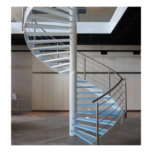 Escalier en colimaçon moderne Prima avec marches en bois massif et cadre en acier inoxydable Installation <span class=keywords><strong>facile</strong></span> Prix d'usine - Product Image 4