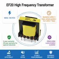 Transformateur compact à faible perte et haute efficacité EF20 pour alimentation LED, transformateur chopper, mini transformateur