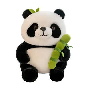 Allogogo Panda mignon en bambou, animal en peluche doux et mignon personnalisé 2 en 1, poupée en peluche panda en tube de bambou pour enfants Cadeaux