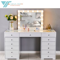Table de maquillage intelligente de luxe personnalisable avec tiroir de rangement, coiffeuse avec miroir et éclairage