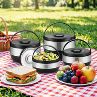 Ensemble de 4 boîtes repas isothermes en acier inoxydable (2L/5L/9L/16L) avec couvercle hermétique, chauffe-plats portable réutilisable de style coréen pour