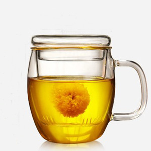 Taza de Té de Vidrio Resistente al Calor con Tapa, Juego de Tres Piezas, para Oficina, Color Sólido, Taza para Bebidas - Product Image 2