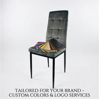Chaise d'appoint en velours rembourrée pour salle à manger, chaise d'attente de bureau, chaise de salle à manger à dossier haut avec pieds en métal