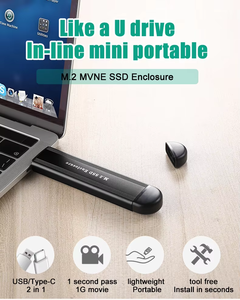 فائق السرعة NVME SATA ثنائي البروتوكول من النوع المزدوج-C USB3.1 M.<span class=keywords><strong>2</strong></span> SSD حاوية Gen <span class=keywords><strong>2</strong></span> مادة M.<span class=keywords><strong>2</strong></span> SSD صندوق ألومنيوم متنقل - Product Image 4