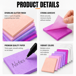 Wholesale Glitter Transparent Sticky Notes Macaron Sparkly Clear <b>Memo</b> <b>Pad</b> Self Adhesive Notes for School Office Daily Stationery - Product Image 2