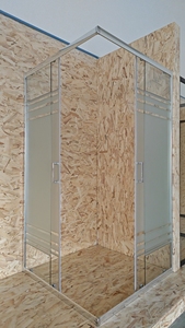 Salle <span class=keywords><strong>de</strong></span> douche carrée en verre trempé avec double cabine coulissante en aluminium doré sans cadre pour hôtels et appartements - Product Image 3
