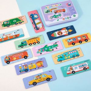 Tin <b>Box</b> 3 Pieces <b>Puzzles</b> Cute Design Baby Safe Colorful Wooden Toy Animals Vehicle Jigsaw <b>Puzzle</b> for Kids - Product Image 2