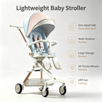 Poussette de voyage et bagage compact léger Egg avec poignée réversible, poussette 360° pour nouveau-né