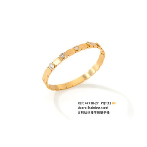 Bracelet en acier inoxydable serti de diamants carrés, plaqué or, cristal taillé en forme de cœur, bijoux de mode pour femmes - Product Image 2