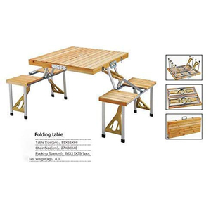 Camping En Plein Air de haute Qualité En Bois <span class=keywords><strong>Table</strong></span> de Pique-Nique Pliante avec 4 Sièges - Product Image 2