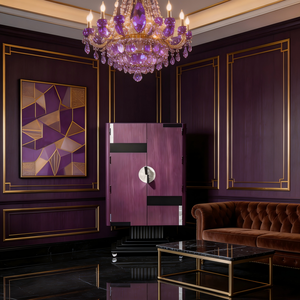 <span class=keywords><strong>Meuble</strong></span> bar de luxe dissimulé, design moderne, placage <span class=keywords><strong>bois</strong></span> violet foncé, armoire à vin avec base en acier inoxydable 304 pour villa <span class=keywords><strong>et</strong></span> manoir - Product Image 5