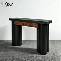 Table console noire de luxe de style nordique pour salon de villa, table décorative en placage de bois de ronce pour couloir d'hôtel, mobilier de hall d'entrée