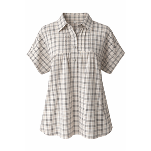 Women Plaid Shirt Short Sleeve Button Front Casual Regular Fit 100% Cotton Eco-Friendly Breathable ODM Spring Summer Shirt - Product Image 4
