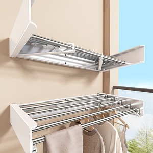 60cm Drying Space 304 Stainless Steel Tube Heavy Duty 23/31 Inch <strong>Wall</strong> <strong>Mounted</strong> <strong>Clothes</strong> Drying Rack With 4/5 <strong>Rails</strong> - Product Image 2