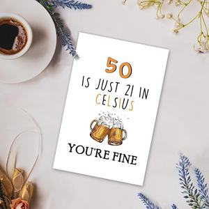 Tarjeta de Cumpleaños Número 50 para Hombre o Mujer, Tarjeta Humorística de 50 Años, Regalo de Cumpleaños con Mensaje Divertido para Él o Ella, Es Solo Celsius, Estás Genial - Product Image 4
