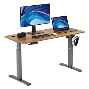 Bureau d'<span class=keywords><strong>ordinateur</strong></span> <span class=keywords><strong>étudiant</strong></span> gris moderne à largeur extensible, réglable en hauteur, avec surface en acier laminé à froid et cadre de bureau assis-debout - Product Image 1