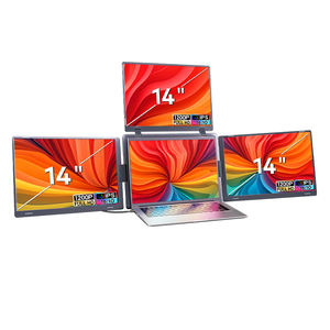 Moniteur Quad Portable avec Support Réglable Écran IPS 14 Pouces Écran Triple Améliore l'Efficacité du Travail pour PC - Product Image 1