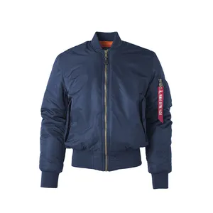 OEM Wholesale Men Bomber Jacket Custom Logo Winter Nylon Cotton Loose Plain Embroidery Bomber Jacket