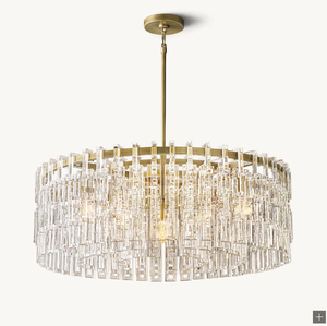 Lustre rond Marignan en cristal CO, personnalisable, de luxe, moderne, pour salle à manger, lampe en cristal, best-seller - Product Image 1
