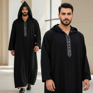 <span class=keywords><strong>Djellaba</strong></span> islamique saoudienne personnalisable pour homme, épaisse et chaude, avec capuche en chamois et filet à cheveux, idéale pour l'hiver - Product Image 1
