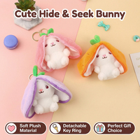 Ensemble de porte-clés en peluche douce, design créatif, pendentif lapin réversible, lapin en peluche mignon transformable, breloques avec fermeture éclair