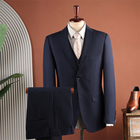 Ensemble de costume 3 pièces bleu marine, costume formel, costume de bureau, costume de mariage, costume de marié, costumes sur mesure de luxe pour hommes, fabricants de costumes pour hommes