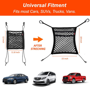 Red organizadora de malla de 3 capas para coche, bolsa de red elástica para almacenamiento en el respaldo del asiento, barrera para mascotas y niños en el asiento trasero, bolsa de red para almacenamiento del conductor - Product Image 6