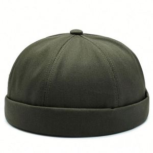 Gorro Retro sin Visera con Borde Enrollado, Gorro de Pescador para Exteriores, Gorro Docker Unisex sin Visera - Product Image 1
