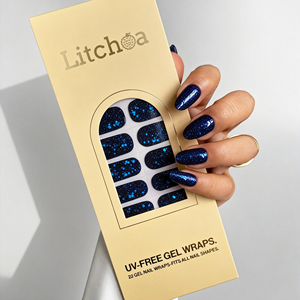 <span class=keywords><strong>Tiras</strong></span> de Uñas de Gel sin UV, Fáciles de Aplicar, Estilo Galaxia Azul Marino Brillante, para Uso Profesional en Salón - Product Image 1