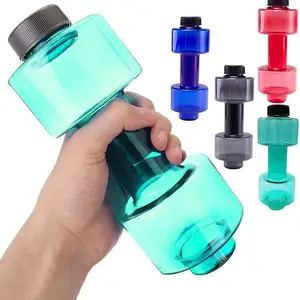 Gym Sports Portable Water Kettle Dumbbell Shape Eco friendly Drinking BPA Free Custom Plastic Water Bottle Sport Travel Bottle