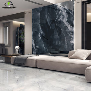 แผ่นผนังกระเบื้องหินสำหรับห้องนั่งเล่นห้องนอนหรือห้องโถงหินเทียมพอร์ซเลนหินอ่อนสีดำอำพันหยก - Product Image 3