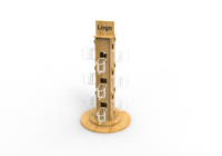 Présentoir de comptoir rotatif en bois pour cartes de vœux personnalisées Ray, présentoir en contreplaqué pour magasin de cadeaux, avec fil métallique