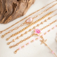 Lot de 6 bracelets chaîne de main bohèmes étoile de mer et fleur de coquillage pour femme, style vintage, accessoires de vacances empilables