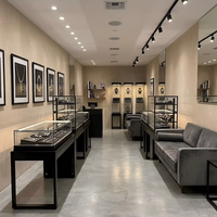 Vitrine de comptoir en acier inoxydable avec éclairage LED pour bijoux, montres et présentation en magasin