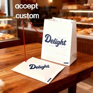 Custom Logo Printed Fast Food Grade Brown Kraft Wax Greaseproof Cookie Burrito Donuts Sandwich Bread Packaging Paper <b>Bag</b> - Product Image 3
