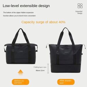 กระเป๋าเดินทางแบบพับได้ขนาดใหญ่ น้ำหนักเบา ผลิตจากหนังเคลือบ PU พร้อมฟิล์มหนังอ็อกซ์ฟอร์ด สำหรับใส่เสื้อผ้าและของใช้ส่วนตัว  พร้อมโลโก้แบบกำหนดเองรุ่นใหม่ - Product Image 3