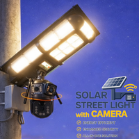 Lampadaire solaire LED tout-en-un 5000W avec détecteur de mouvement, étanche IP65, éclairage extérieur alimenté par l'énergie solaire