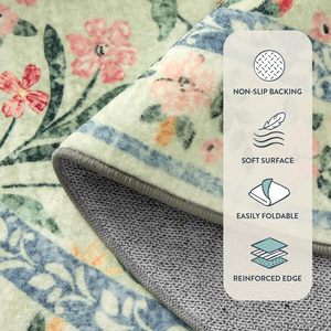 <span class=keywords><strong>Tapis</strong></span> d'appoint doux, écologique, lavable, <span class=keywords><strong>vert</strong></span> <span class=keywords><strong>sauge</strong></span>, style bohème vintage, 6x9, antidérapant, à poils ras, pour chambre d'enfant et décoration intérieure - Product Image 6
