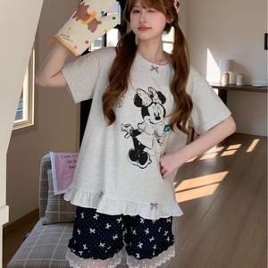Set Estivo da <span class=keywords><strong>Donna</strong></span> in Cotone Antibatterico con Stampa <span class=keywords><strong>Minnie</strong></span> Cartoon, 2 Pezzi, Maniche Corte e Pantaloncini con Bordi Arricciati - Product Image 2