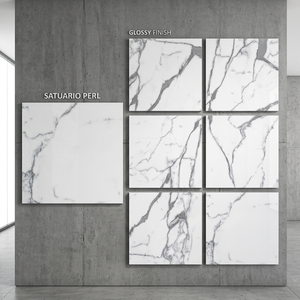 กระเบื้องพอร์ซเลนขัดเงา Statuario Pearl ขนาด 800x800 มม. ดีไซน์ลายหินอ่อนสีขาวสำหรับปูพื้น - Product Image 1