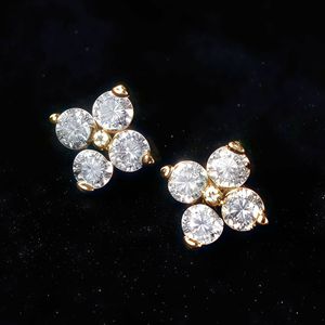 Moissanite Stud <b>Earrings</b> <b>Four</b> <b>Leaf</b> <b>Clover</b> Design 925 Silver Post Claw Setting Everyday Wear Fashion Jewelry For Women - Product Image 2