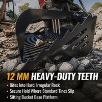 Godet à roches pour mini-chargeuse compacte, ouverture de pince de 1 160 mm, dents de 12 mm, 16 MPa, 60 LPM, fixation à double bras de pince