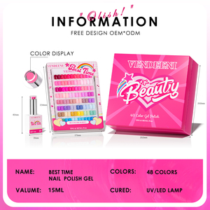 Proveedores de Uñas Vendeeni, Muestra Gratuita para Salón, Set de 48 Colores de Esmalte de Uñas en Gel, Libre de TPO y HEMA, OEM, Etiqueta Privada Personalizada, Esmalte de Gel Sólido - Product Image 3