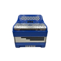 Accordéon diatonique musical SEASOUND OEM JB3412C 34 boutons 12 basses 3 registres bleu clair grille argentée boutons blancs bois accordéon