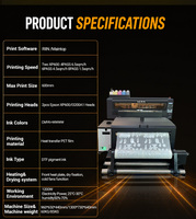 NUEVO Impresora DTF Automática de 600 mm A3 A1 con Cabezal de Impresión Epson, Tinta de Pigmento, Transferencia de Calor, Película PET Multicolor, 1 Año de Garantía