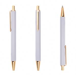 Stylo bille hexagonal personnalisé, peint en couleur, à clic, en métal, vente en gros, pas cher, avec logo de marque pour hôtels et magasins - Product Image 6