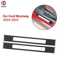 Pour Ford Mustang GT 2024 2025 porte en Fiber de carbone bienvenue seuil panneau garniture bande voiture accessoires intérieur décoratif autocollant