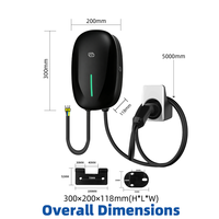 Cargador de Vehículos Eléctricos GDON IP54 a Prueba de Agua Tipo 2, Estación de Carga de CA de 11kW con Tarjeta RFID, 16 Amperios, 3 Fases, Nivel 2
