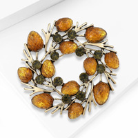 Broche vintage en forme de pomme de pin et de gland en alliage et cristal, épingle de revers pour costume et manteau, accessoires de mode automne, broches pour femmes